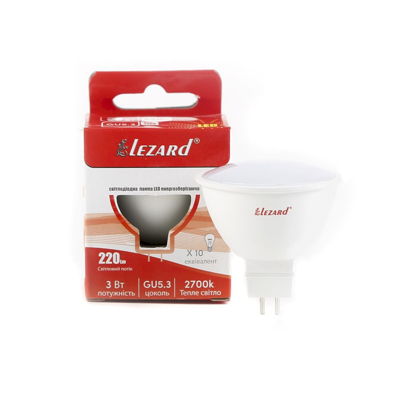 Лампа світлодіодна Lezard LED MR 3Вт, GU5.3, 220K (427-MR16-03)